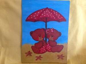 Cuadro de ositos pintado a mano